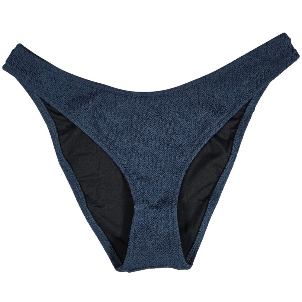 J.‎ Crew Textured curved-waist cheeky bikini bottom in Navy M NWT